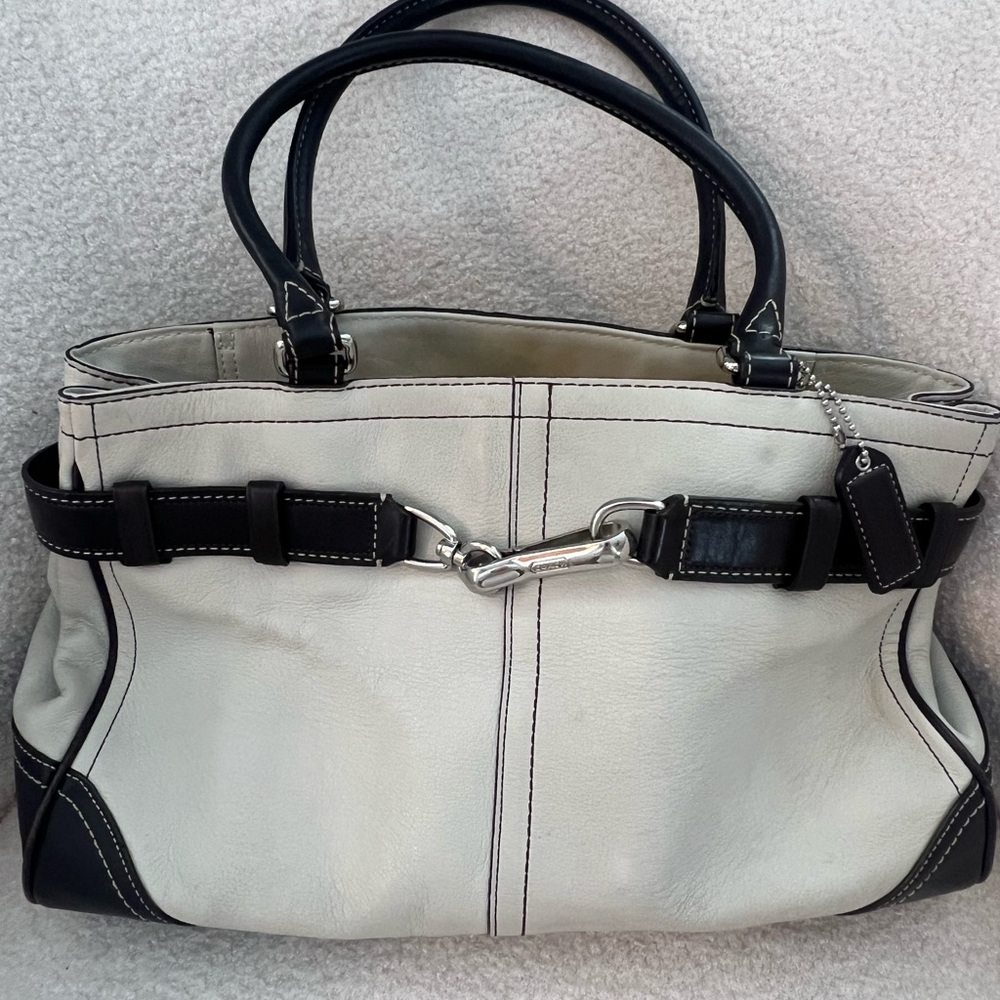 Coach Black and Cream Satchel